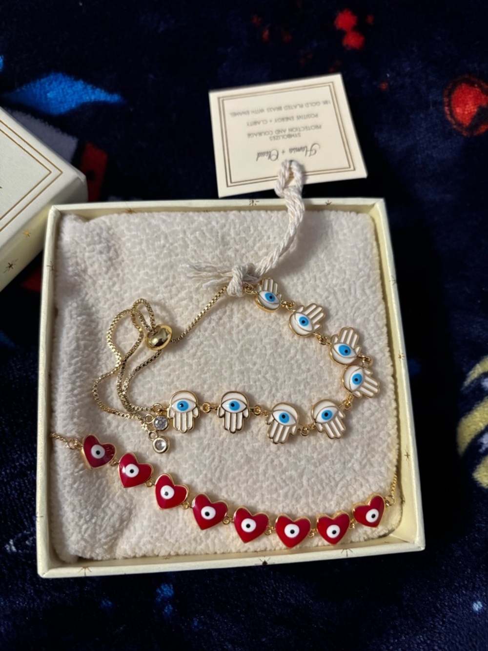 Gold Hamsa Evil Eye Bracelet & Red Heart Evil Eye bracelet /anklet Set